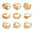 Fashion Golden 9 Copper Set Zirconia Geometric Ring