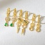 Fashion Gold Copper Inlaid Zircon Oil Dripping Leopard Head Pendant Earrings Set Of 6 Pieces