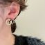 Fashion Silver Needle - Black And White Pearl Geometric Stud Earrings