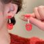 Fashion Silver Needle - Red (long Jiao Fu) Alloy Oil Drop Pearl Bow Earrings With Chinese Characters