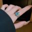 Fashion Ring-blue Metal Diamond Heart Open Ring