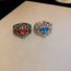 Fashion Ring-blue Metal Diamond Heart Open Ring