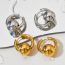 Fashion Silver Stainless Steel Electroplated Glossy Ball Earrings