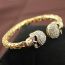 Fashion Gold Alloy Diamond-plated Skull Open Bracelet