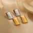 Fashion Gold Stainless Steel Geometric Rectangular Glossy Earrings