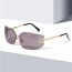 Fashion Gold Frame Purple Piece Pc Metal Rimless Sunglasses