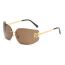 Fashion Gold Framed Dark Green Film Pc Metal Rimless Sunglasses