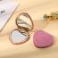 Fashion Pink Love-shaped Silver Inner Frame + Opp Bag Glitter Love Flip Pocket Mirror