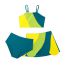 Fashion Yellow Green Blue Nylon Contrast Color Childrens Three-piece Swimsuit Set