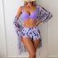 Fashion Lavender Purple Adult Three-piece Set Polyester Printed Childrens One-piece Swimsuit + Adult Split Swimsuit Three-piece Set