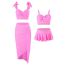 Fashion Pink Nylon Lace-up Knotted One-piece Swimsuit Parent-child Set