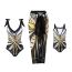 Fashion Black Flat Collar Jumpsuit Polyester Printed Parent-child One-piece Swimsuit