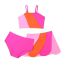 Fashion Pink Orange Powder Polyester Printed Parent-child Split Swimsuit