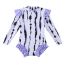 Fashion Purple Stripes Polyester Printed Childrens One-piece Swimsuit