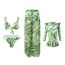 Fashion Green Adult Three-piece Set Polyester Printed Mesh Trousers Parent-child Split Swimsuit Three-piece Set