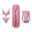 Fashion Dark Pink Adult Three-piece Set Polyester Printed Mesh Trousers Parent-child Split Swimsuit Three-piece Set