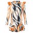 Fashion Light Stripes Polyester Printed Long Sleeve Tankini Swimsuit