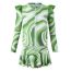Fashion Magenta Polyester Printed Long Sleeve Tankini Swimsuit