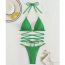 Fashion Green Polyester Halterneck Hollow Split Swimsuit Bikini