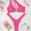 Fashion Pink Polyester One-shoulder Hollow One-piece Swimsuit