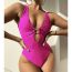 Fashion Pink Spandex Hollow One-piece Swimsuit