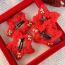 Fashion Red Metal Bow Furry Five-pointed Star Hollow Hairpin