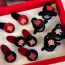 Fashion C Two-piece Set Of Red And Black Ball Rich Duckbill Clips Velvet Ball Text Drop Shape Hair Clip
