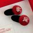 Fashion C Two-piece Set Of Red And Black Ball Rich Duckbill Clips Velvet Ball Text Drop Shape Hair Clip