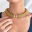 Fashion Glossy Gold Titanium Steel Geometric Mesh Necklace