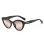 Fashion Beige Frame Gradient Gray Tea C7 Cat Eye Large Frame Sunglasses