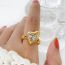 Fashion Gold Titanium Steel Diamond Love Ring