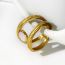 Fashion Gold Titanium Steel Inlaid White Shell Hollow Open Ring