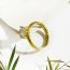 Fashion Gold Titanium Steel Inlaid Zirconium Geometric Round Ring