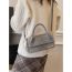 Fashion Grey Pu Crocodile Pattern Flap Crossbody Bag