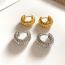 Fashion Silver Gold-plated Copper Striped Round Earrings