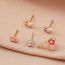 Fashion Gold Alloy Diamond Oil Drop Flower Earring Set