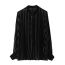 Fashion Black Velvet Vertical Stripe Button-down Shirt
