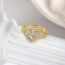 Fashion Gold Copper Set With Diamond Heart Open Ring