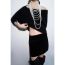 Fashion Black Wool Asymmetrical Knitted Sleeve Sweater