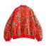 Fashion Red Cotton Printed Stand Collar Jacket