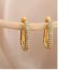 Fashion Gold - Full Of Pearls Gold-plated Titanium Steel Square Earrings With Pearls
