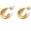 Fashion Gold Gold-plated Titanium Steel C-shaped Earrings