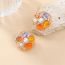Fashion Orange Color Alloy Diamond Geometric Round Stud Earrings