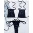 Fashion Black Polyester Hollow Tie Halterneck One-piece Swimsuit Bikini