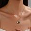 Fashion Gold Copper Two-tone Portrait Tang Grass Pattern Hollow Love Box Necklace