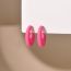 Fashion Leather Pink Acrylic Spray Painted C-shaped Earrings