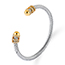 Fashion Style 2-hard Gold Stainless Steel Diamond Threaded Open Bracelet