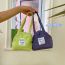 Fashion Green And White Ww Label Zipper Handbag Canvas Letter Patch Plaid Large Capacity Handbag