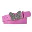 Fashion Rose Red Pu Diamond Butterfly Wide Belt