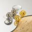 Fashion White King Brass Three-dimensional Ball Hollow Earrings